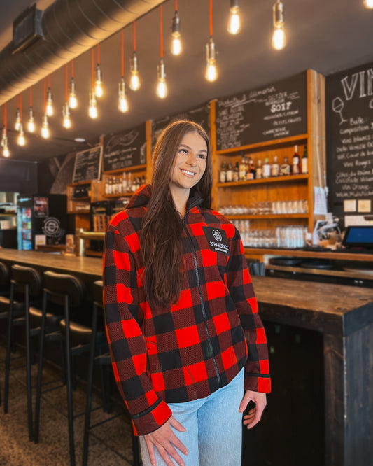 Polar à capuchon carreauté