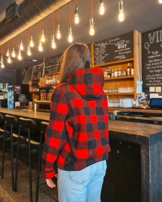 Polar à capuchon carreauté