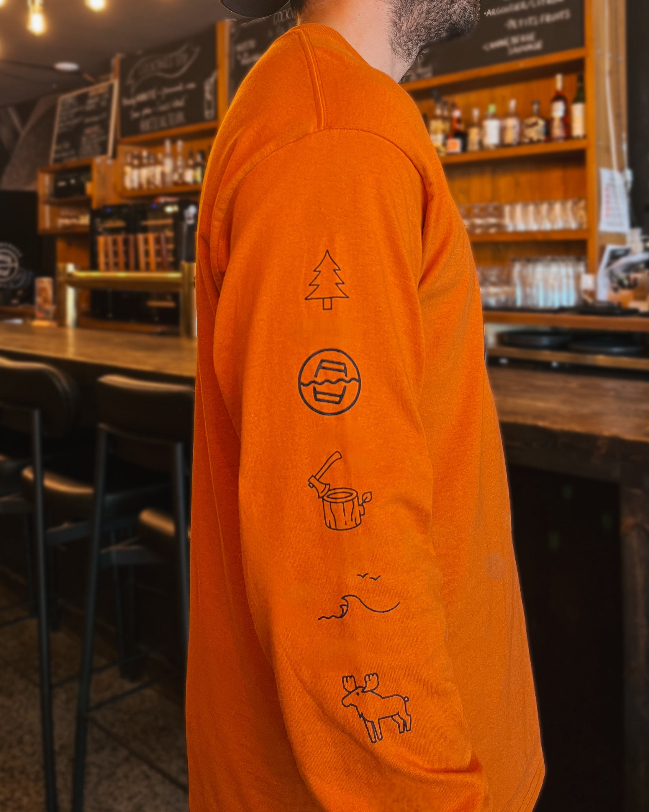 Chandail Manches Longues Pictos Orange