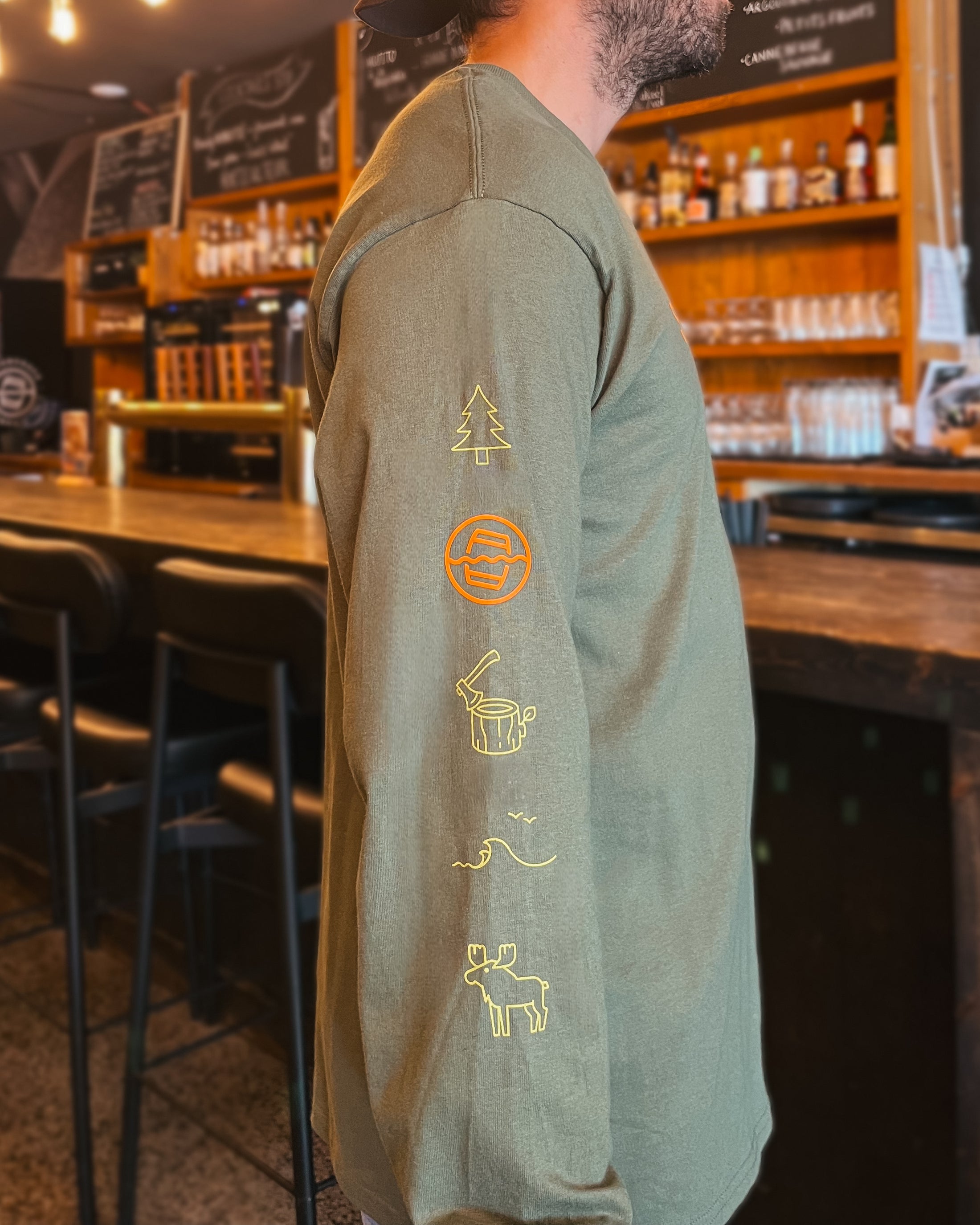 Chandail Manches Longues Pictos Vert